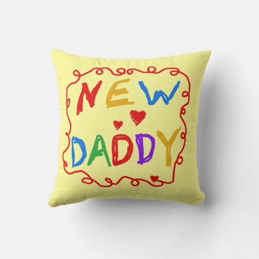 プライマリーカラー新しいパパのプレゼント クッション (裏面)