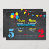 プライマリーカラー誕生日ガールズボーイズ任意の年齢招待状 招待状 (正面/裏面)