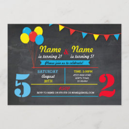 プライマリーカラー誕生日ガールズボーイズ任意の年齢招待状 招待状