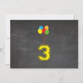 プライマリーカラー誕生日ガールズボーイズ第3写真3枚 招待状 (裏面)