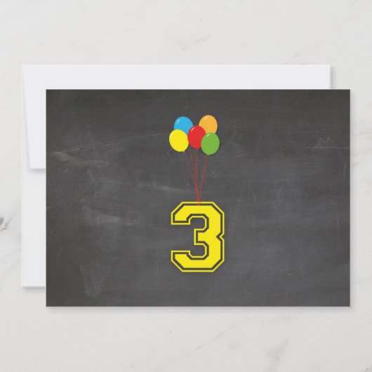 プライマリーカラー誕生日ガールズボーイズ第3写真3枚 招待状 (裏面)