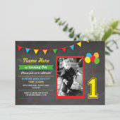 プライマリーカラー誕生日ガールズボーイズ1st One Photo 招待状 (スタンド正面)