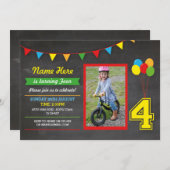 プライマリーカラー誕生日ガールズボーイズ4枚目の写真 招待状 (正面/裏面)