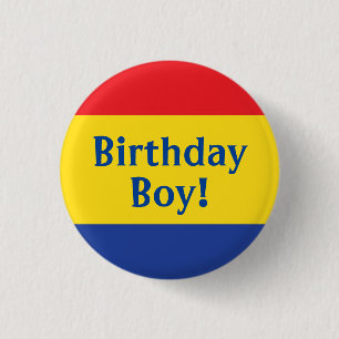 プライマリーカラー誕生日ボーイキッズ 缶バッジ