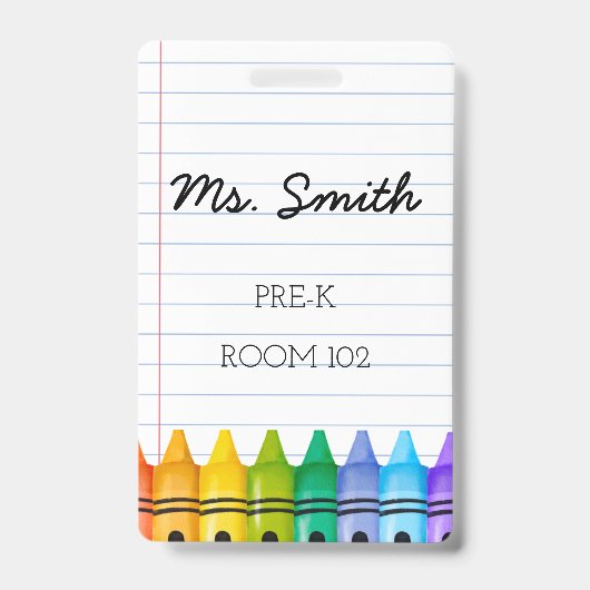 プライマリークレヨン付きプレKデイケア先生バッジ バッジ (表面)