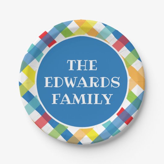 プライマリCrissクロスパーソナライズされたパーティープレート ペーパープレート (正面)