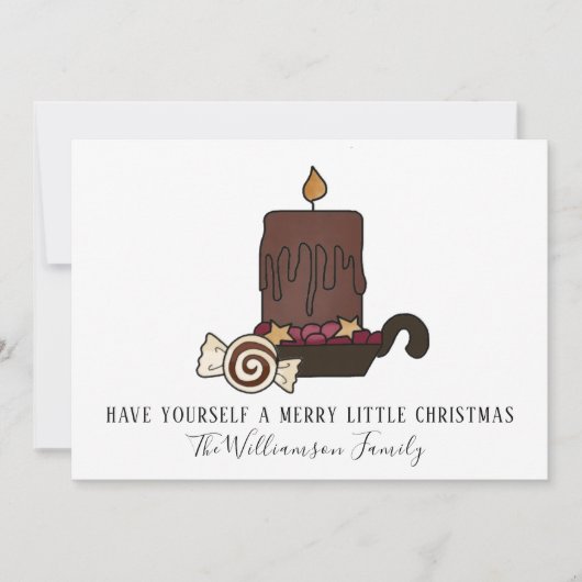 プライマルで汚れたキャンドルと星のクリスマスカード シーズンカード (正面)