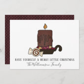 プライマルで汚れたキャンドルと星のクリスマスカード シーズンカード (正面/裏面)