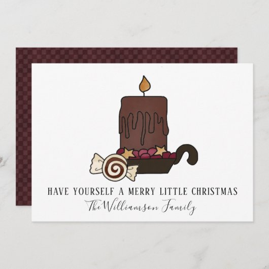 プライマルで汚れたキャンドルと星のクリスマスカード シーズンカード (正面/裏面)