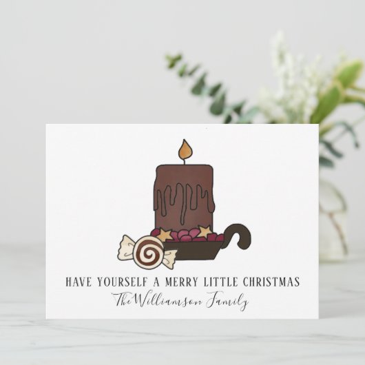 プライマルで汚れたキャンドルと星のクリスマスカード シーズンカード (スタンド正面)