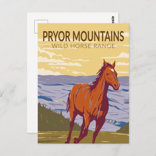 プライヤマウンテンズワイルドホースレンジヴィンテージ ポストカード (正面/裏面)
