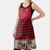 プライ最高のドシェフとおばあちゃんのコラージュのグリッドレッド エプロン (インサイチュ)