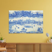 プラカ・ド・コメルシオを描いたアズレホスのタイル キャンバスプリント (インサイチュ (リビング))