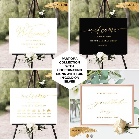 プラグを抜いた式のサイン結婚へようこそ 箔ポスター