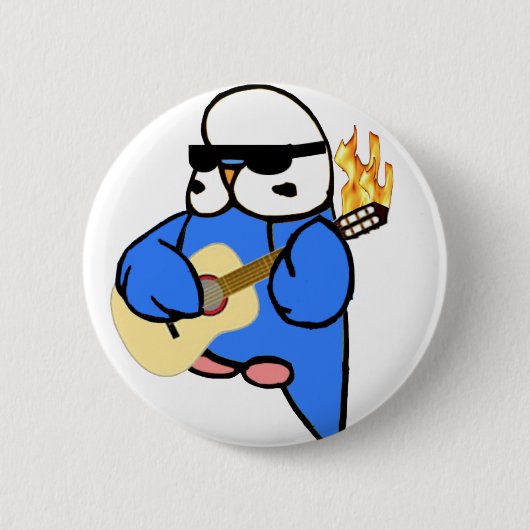 プラグを抜かれる英語Budgie 缶バッジ (正面)