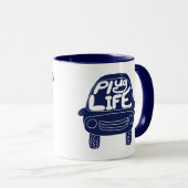 プラグライフかわいいネイビーブルー電気自動車 マグカップ (正面右)