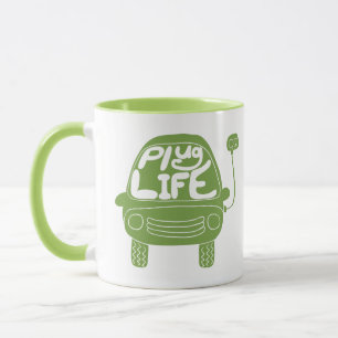 プラグライフかわいいライトグリーン電気自動車 マグカップ