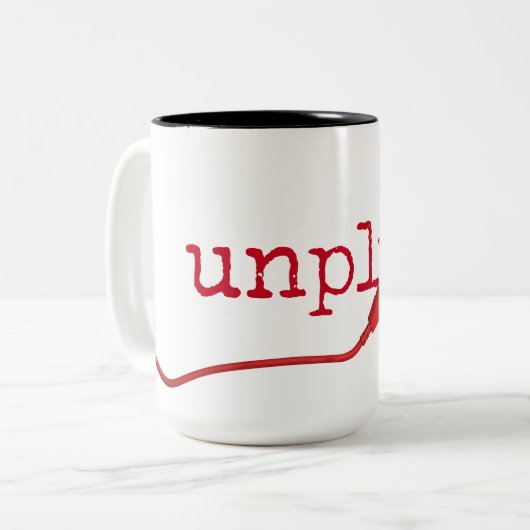 プラグ抜き文字付き赤USBケーブル ツートーンマグカップ (正面左)