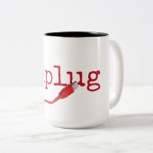 プラグ抜き文字付き赤USBケーブル ツートーンマグカップ (正面右)
