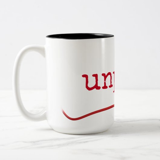 プラグ抜き文字付き赤USBケーブル ツートーンマグカップ (左)