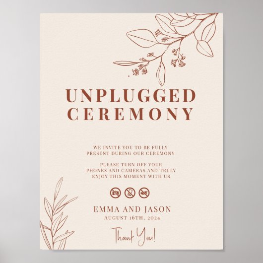 プラグ結婚を抜いた式のサインBohoフローラ ポスター (正面)