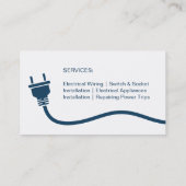 プラグ&ワイヤ電気技師、電気（濃い青） 名刺 (裏面)