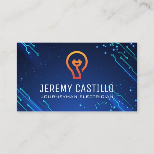 プラグ | 電球 | 電気モダン技術 名刺 (正面)
