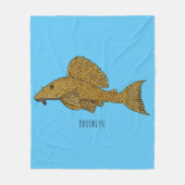 プラコフィッシュ漫画イラストレーション フリースブランケット (正面)