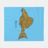 プラコフィッシュ漫画イラストレーション フリースブランケット (正面(横))