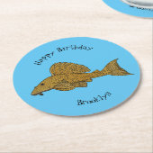 プラコフィッシュ漫画イラストレーション ラウンドペーパーコースター (アングル)