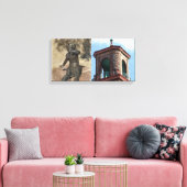 プラザ建物と噴水詳細 キャンバスプリント (インサイチュ (リビング))