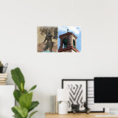 プラザ建物と噴水詳細 ポスター (ホームオフィス)