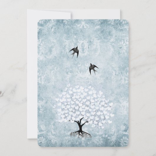 プラシッドブルーダマスクハートリーフアクアツリー 招待状 (裏面)