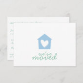 プラシッドブルーハートハウス引っ越し祝いパーティーパーティー招待状 招待状 (正面/裏面)