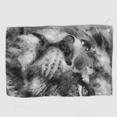 プラシッドライオン顔シルバー ゴルフタオル (横)