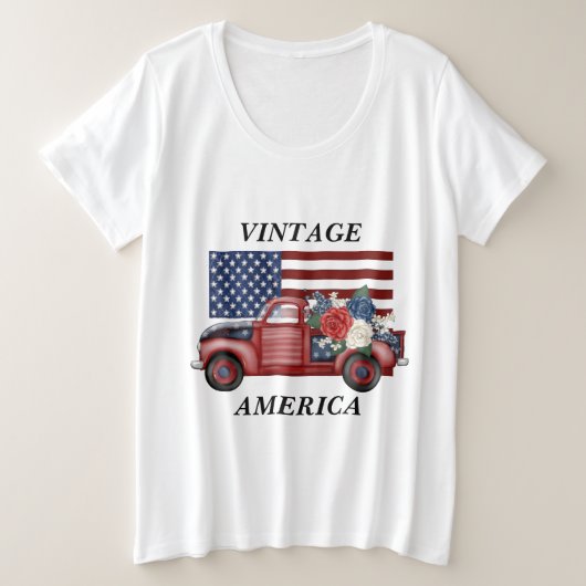 プラスのサイズの7月4日のTシャツ プラスサイズTシャツ (デザイン正面)