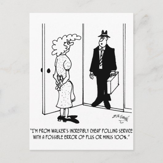 プラスまたはマイナス100%のエラーが発生したポーリング ポストカード (正面)