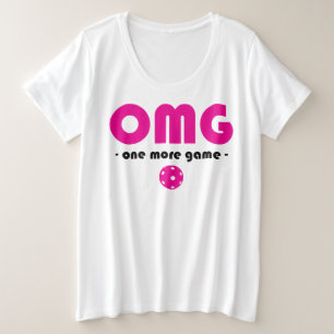 プラスサイズピックボール1つ以上ゲーム白/ピンク プラスサイズTシャツ