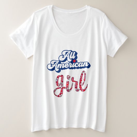プラスサイズ7月4日TシャツとFireworks プラスサイズTシャツ (デザイン正面)