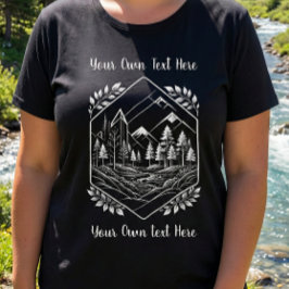 プラスサイズ 自然 六角形 山 テキスト プラスサイズTシャツ