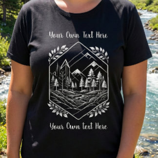 プラスサイズ 自然 六角形 山 テキスト プラスサイズTシャツ