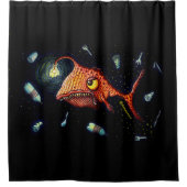 プラスチッおもしろいク汚染に対する暗色のアングラフィッシュ シャワーカーテン (正面)