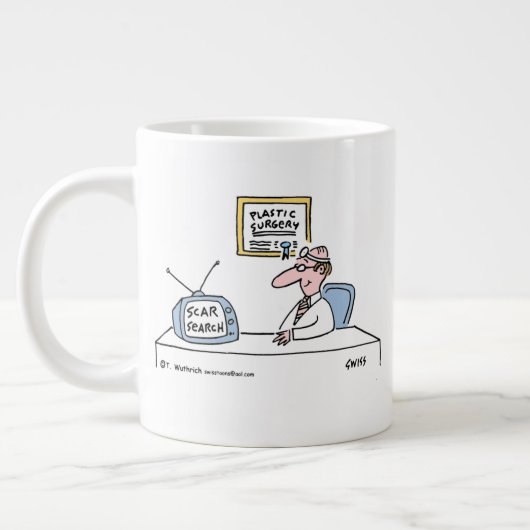 プラスチックおもしろいまたは化粧品の外科医の漫画 ジャンボコーヒーマグカップ (左)