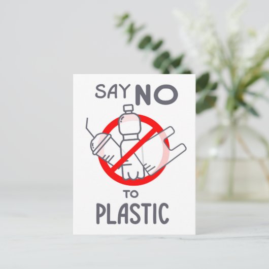 プラスチックにノーと言う ポストカード (スタンド正面)