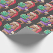 プラスチックのギフトを有するドッグパターン ラッピングペーパー (角)