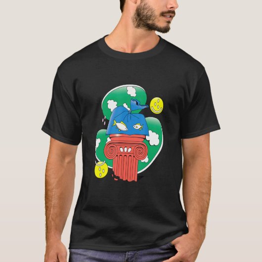 プラスチックの中の抽象的な魚のデザイン Tシャツ (正面)