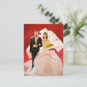 プラスチックの新郎新婦結婚のケーキ ポストカード (スタンド正面)