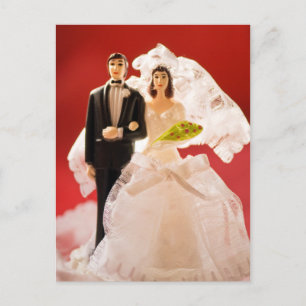 プラスチックの新郎新婦結婚のケーキ ポストカード