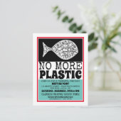 プラスチックの魚、気候変動の会合 ご招待 ポストカード (スタンド正面)