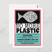 プラスチックの魚、気候変動の会合 ご招待 ポストカード (正面/裏面)